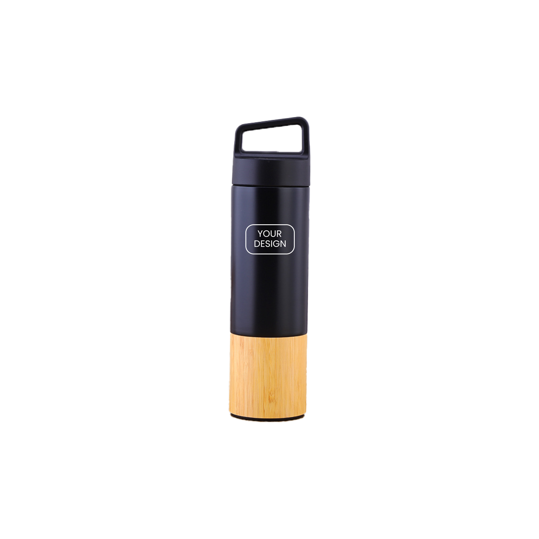 Creative Bamboo Handle Stainless Steel Insulated Water Bottle