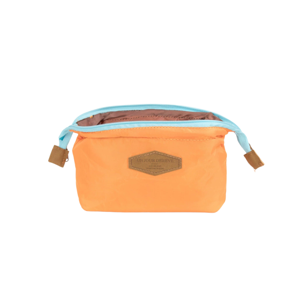 Cotton steel frame large capacity cosmetic bag