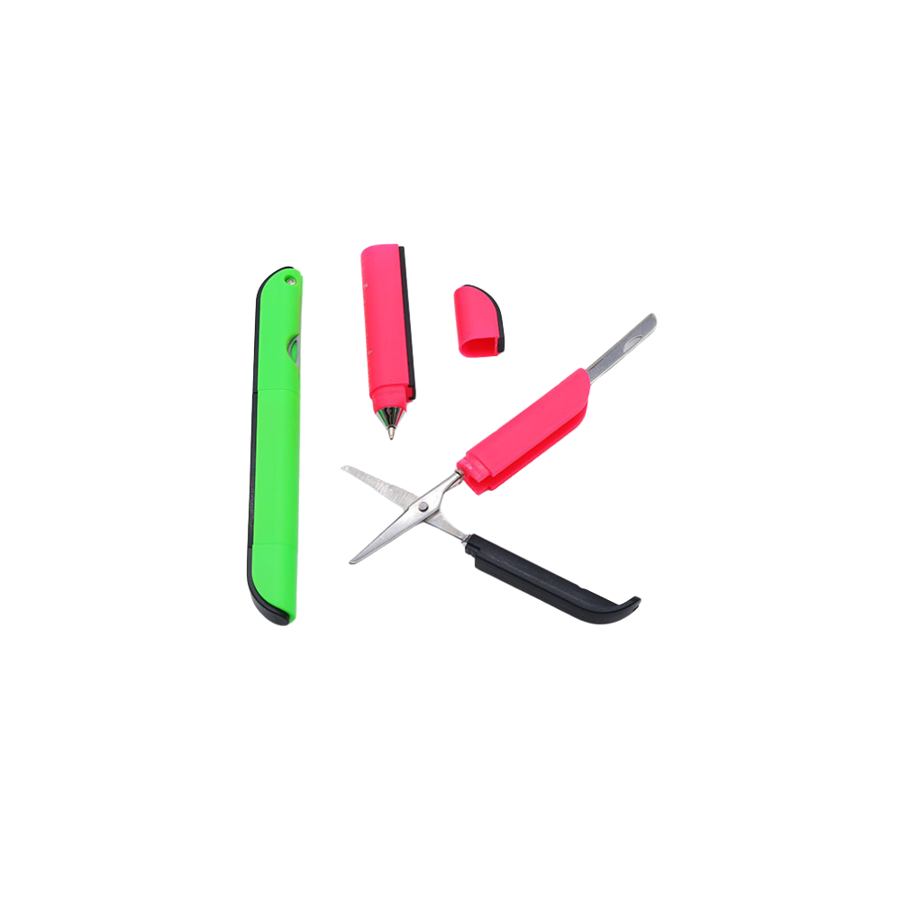 Folding scissors ballpoint pen
