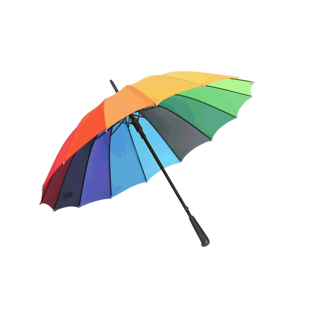 Black plastic three fold rainbow umbrella