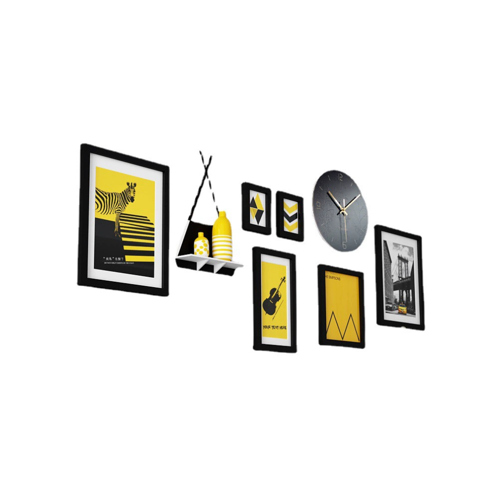 Black and white solid wood photo frame