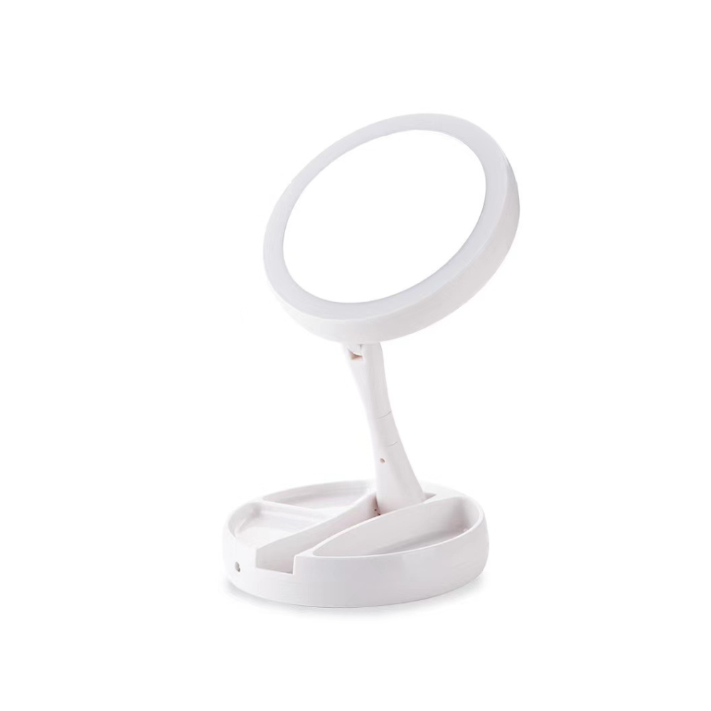 Folding LED double mirror