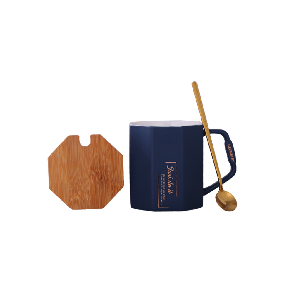 Diamond mug with lid spoon