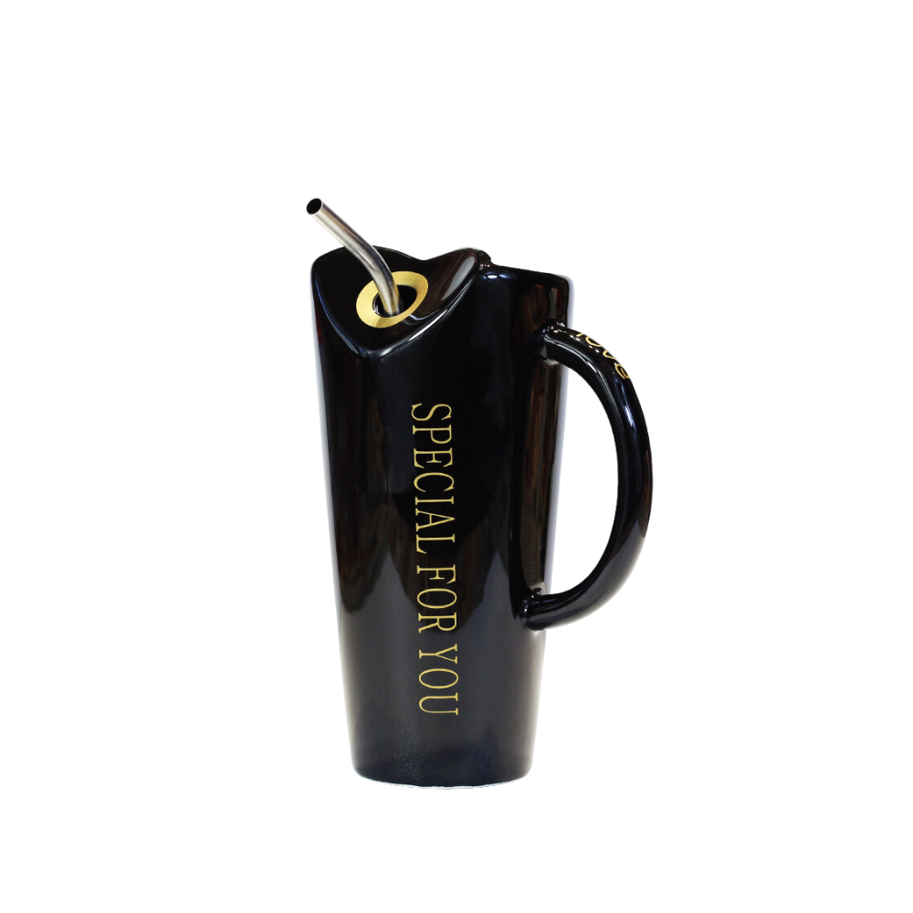 480ML ceramic cup with straw