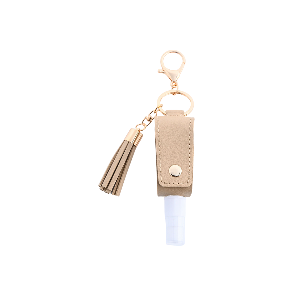 Leather hand sanitizer keychain