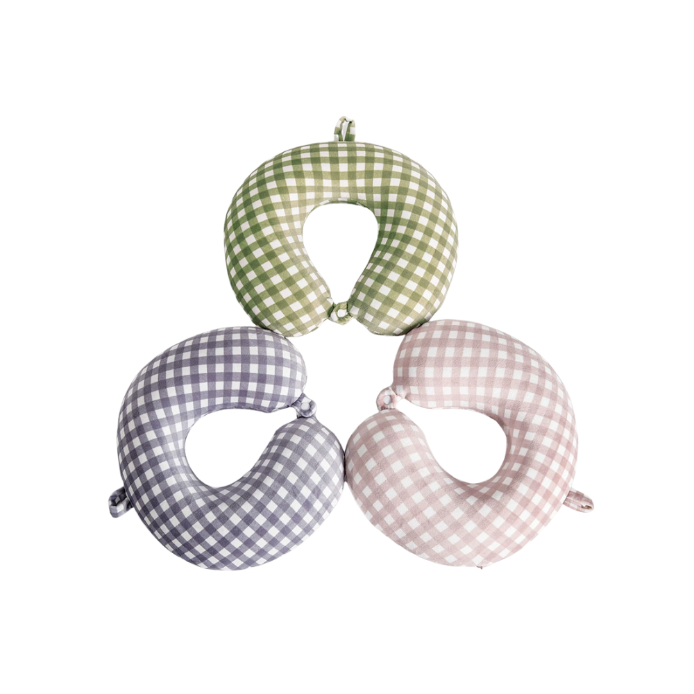 Plaid memory foam neck pillow